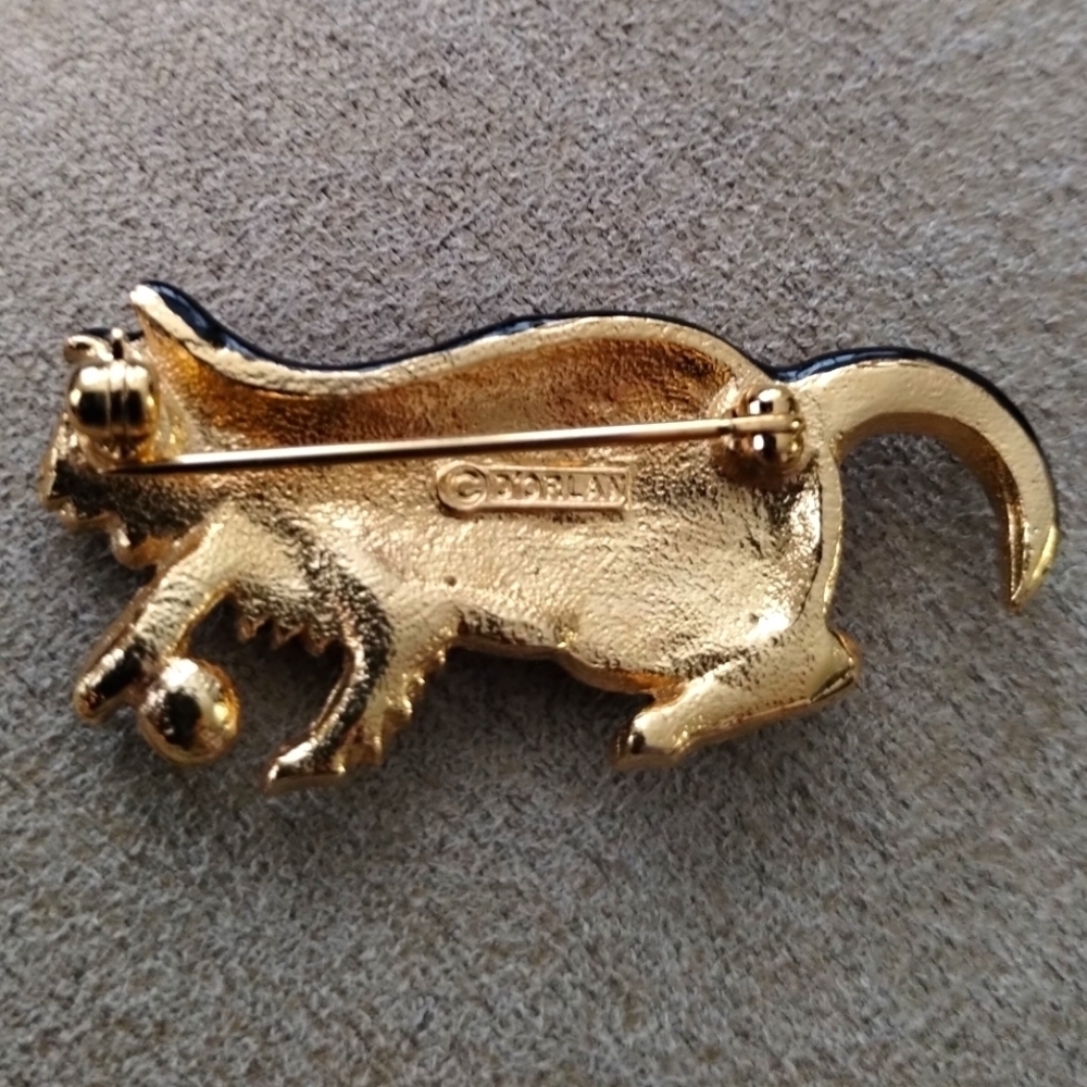 1970s D’Orlan Swarovski Crystal Figural Cat Brooch | 22K Triple Gold Plated - Picture 2 of 4